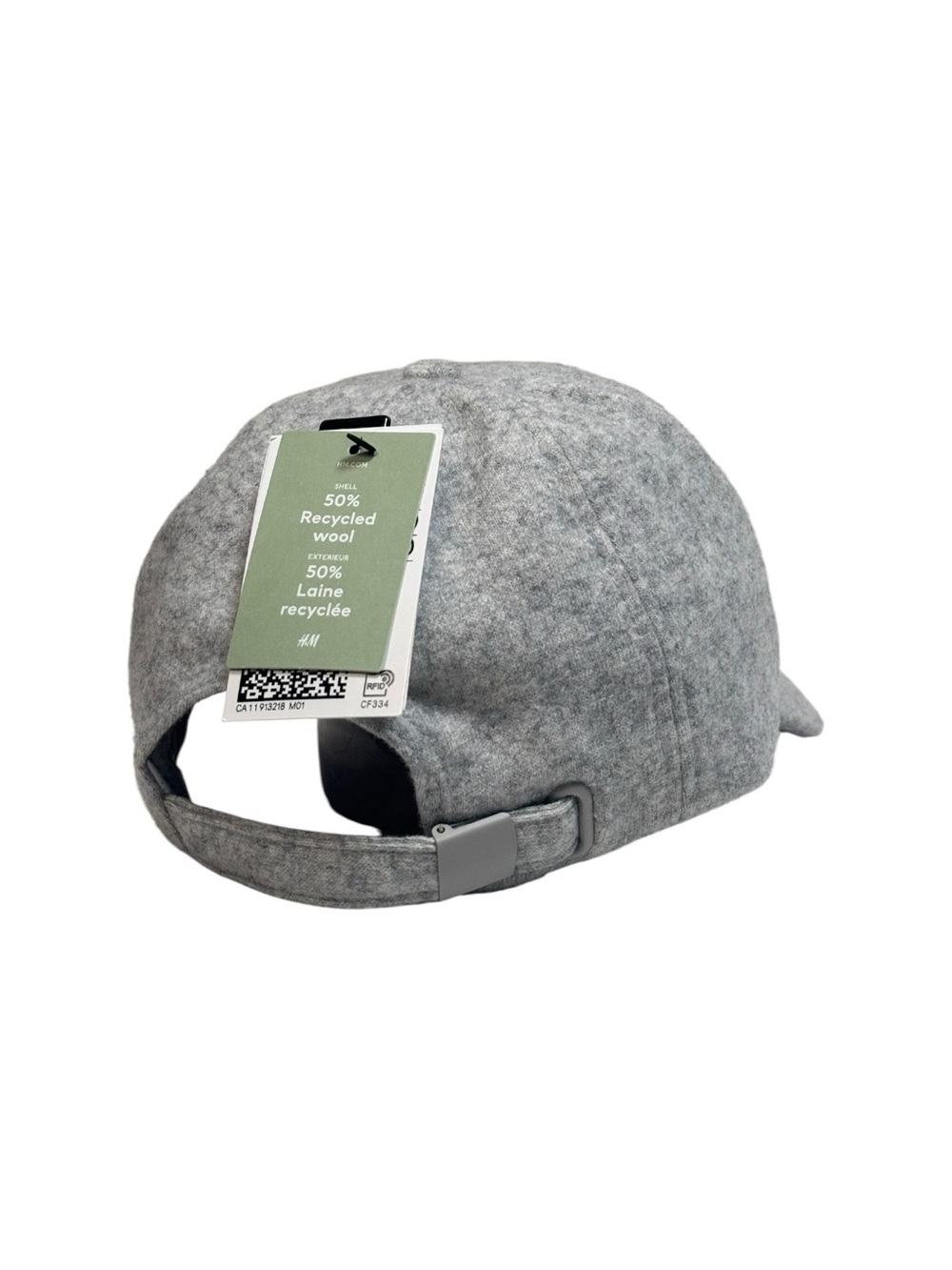 NWT H&M Recycled Wool Blend Baseball Cap Hat Grey One Size Adjustable - Picture 3 of 8